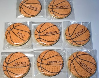 Basketball Party Cookies, Gift set of "Basketball Team" Cookies, Sports Banquet Favors, Sports Theme Cookies, 3”.