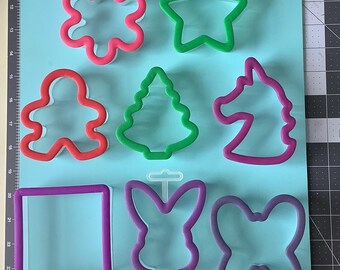 Cookie Cutters - 8 pcs, Christmas Tree Gingerbread man Hare Horse Square Flower Butterfly Star.