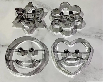 Cookie Cutters Set 4 pcs., Heart, Circle, Star, Flower, metal.