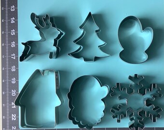 Christmas Cookie Cutters Set, Metal, 6 pcs