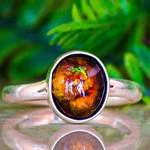 Handmade Fire Agate Silver Ring: Protective Stone Jewelry, Size 7.5