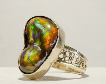 Anello in agata di fuoco - Gioiello fatto a mano in oro massiccio 14k, anello con pietra spirituale e protettiva