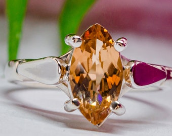 Imperial Topaz 950 Silver Ring: Handmade Sterling Jewelry, November Birthstone Minimalist Design