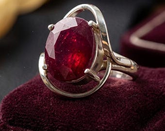 Oval Ruby Cathedral Ring – Solid 950 Silver Gothic Statement Jewelry