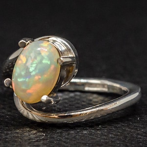Minimalist Fire Opal Ring – Handmade Sterling Silver 950, Unique October Birthstone Jewelry