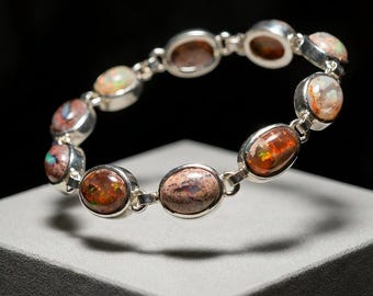 Levendige Mexicaanse Vuur Opaal 925 Zilveren Ring, 0.153ct
