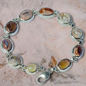 Cantera Fire Opal Bracelet – Handmade Mexican 950 Silver Bangle, October Birthstone Jewelry