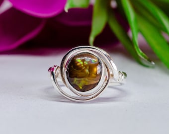 Mexican fire agate ring, fire agate gift ring, Fire agate ring, statement Fire Agate ring, fire agate ring for woman, small fire agate ring