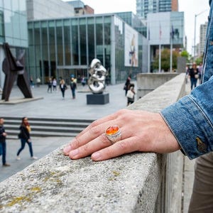 Mexican Opal Silver Ring – Handmade Artisan Statement piece, Grecas Design, One of a Kind image 7