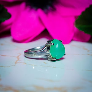 Chrysoprase Silver Ring: Handmade Boho Gemstone Jewelry