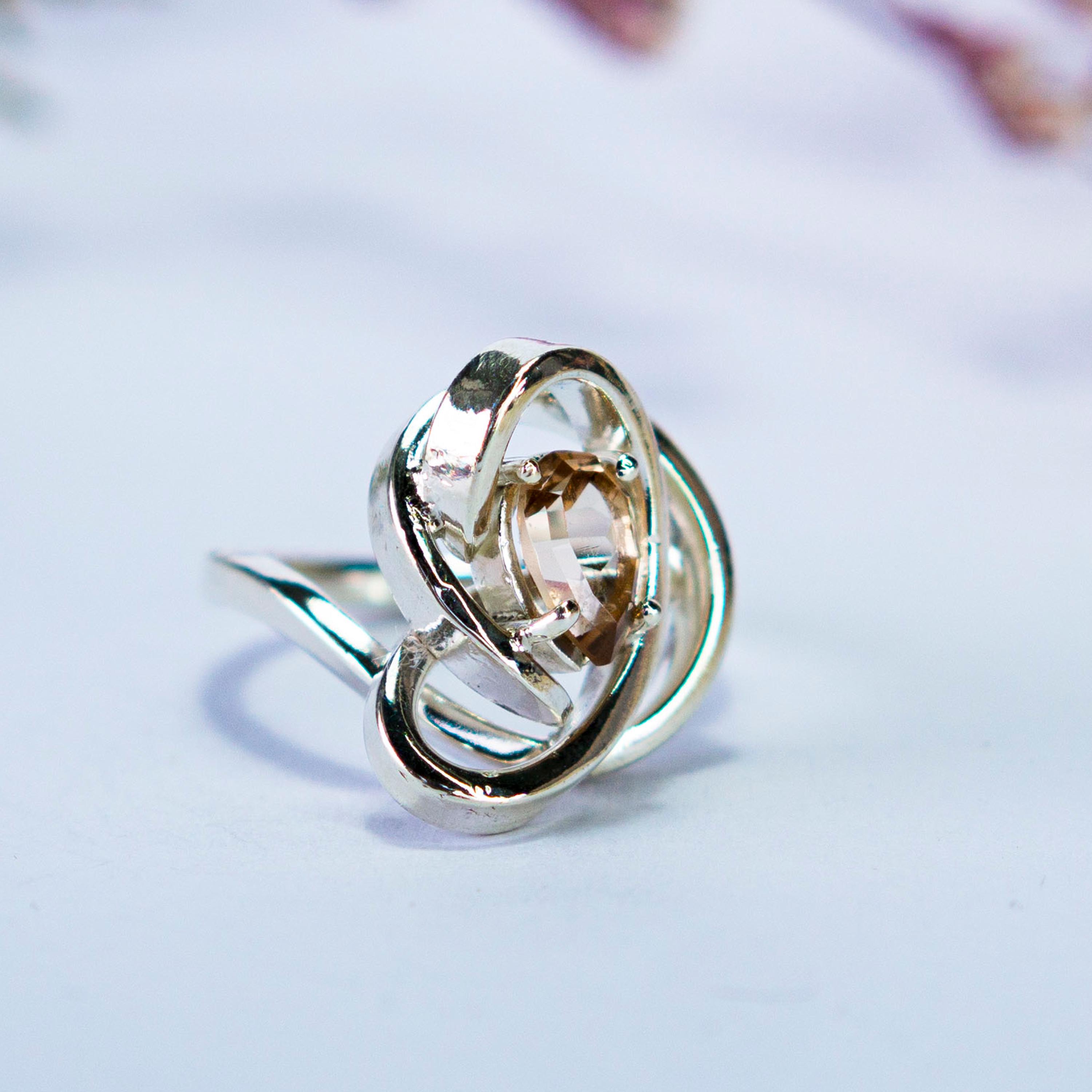 Natural Imperial Topaz Ring – Handmade Celtic Silver Ring, November Birthstone, Anniversary Gift