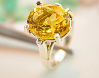 Yellow Topaz Ring – Handmade in 950 Silver, Elegant Gift for November Birthstone, Birthday or Anniversary, Mexican Artisan Jewelry