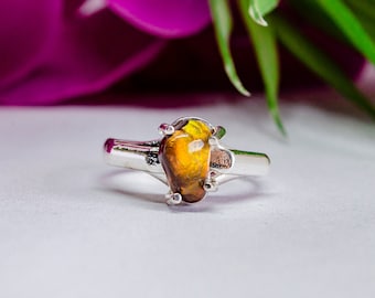 Radiant Fire Agate Ring - Unique Healing and Curative Stone, Birthstone Gift for Her or for any special occasion