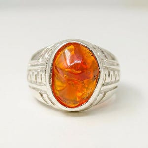 Mexican Opal Silver Ring – Handmade Artisan Statement piece, Grecas Design, One of a Kind image 3