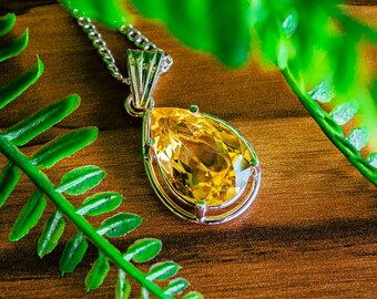 Golden Topaz Pendant – Spiritual Clarity Amulet, Silver Necklace, November Birthstone, Gift for Her