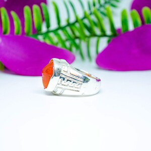 Mexican Opal Silver Ring – Handmade Artisan Statement piece, Grecas Design, One of a Kind image 4