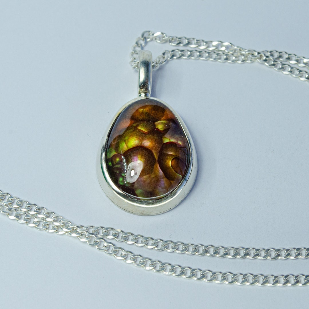 Exquisite Fire Agate Silver Pendant Mexican Handmade Jewelry Minimalist ...