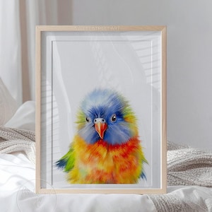 REGENBOOG lori papegaai print, Australische inheemse vogel, digitale download, afdrukbare muurkunst, regenboog lori print, kinderkamer vogel kunst aan de muur