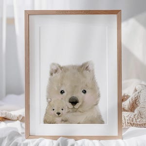 WOMBAT print, Wombat nursery decor, Nursery wall art, Australian nursery prints, DIGITAL wall art, Cute Wombat Poster, Mother and Baby Print