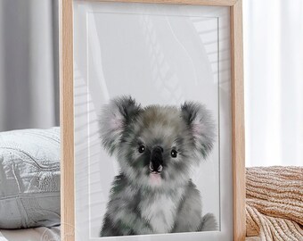Australian animal nursery print for a gender neutral nursery | Nursery wall art Koala print for a Koala themed Nursery | Digital Koala Bear