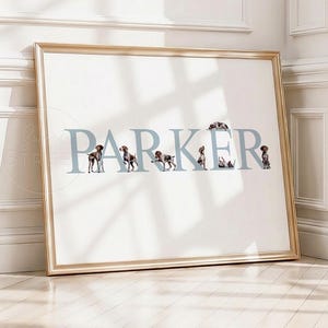 German Shorthaired Pointer Custom Name Print | Personalized Baby Name Wall Art for a Boy, Girl or Gender Neutral Nursery | Dog Nursery Decor