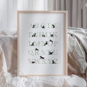 BERNESE BERNER HUND Kinderzimmer Deko. Hunde Alphabet Poster. Sage Grün ABC Poster. Hündchen Kinderzimmer Dekor für einen kleinen Jungen. Digitaler Download