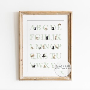 LABRADOR Dog Alphabet Print | Puppy ABC Poster | Black Lab and Yellow ...