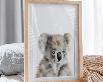 Impresión de KOALA, animal nativo australiano, decoración para cama, arte de pared para habitación infantil, arte de pared imprimible, descarga digital, impresión de koala