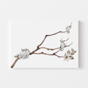 SUGAR GLIDER Print, Decoración sobre la cama, Animal australiano, Impresión de zarigüeya, Descarga DIGITAL, Familia Sugar Glider Possum sentada en una rama impresa