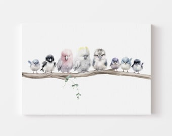 Cockatoo, Kookaburra, Galah, Parrot, Magpie and Fairy Wren print. Australian native bird prints. Printable Bedroom Decor and Nursery Decor