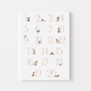 GOLDEN RETRIEVER Number Poster | Educational Poster and Math Poster | Golden Retriever Art | Dog Nursery Art | Puppy Nursery Decor Girl GR01