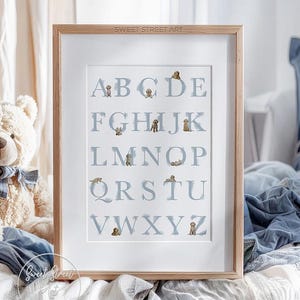 GOLDENDOODLE ABC-poster voor decoratie jongen puppy | Digitale afdrukken | Hondenkwekerijkunst en puppykamerdecoratie voor een babyjongenskamer GD