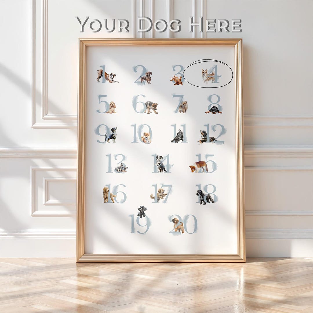 Dog Number Poster 1–20 Personalized With Your Dog | Puppy Number Wall ...