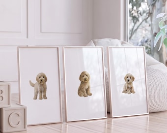 GOLDENDOODLE Nusery Decor. Set of 3 Golden Doodle Nursery Wall Art Prints. Doodle Dog Puppy Nursery Decor. PRINTABLE Dog Nursery Prints GD