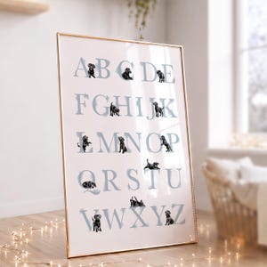 BLACK LABRADOR ABC Poster for Boy Puppy Nursery Decor | Digital Prints | Dog Nursery Art and Puppy Nursery Decor for a Baby Boy's Room