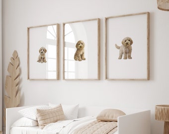 GOLDENDOODLE Nusery Decor. Set of 3 Golden Doodle Nursery Wall Art Prints. Doodle Dog Puppy Nursery Decor. PRINTABLE Dog Nursery Prints
