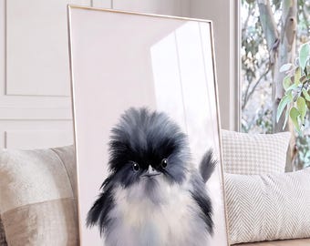 Impressão de Willie Wagtail, Arte de Melro, Impressão de Wren, Artes de Parede para Imprimir, Presente para Amantes de Pássaros, Pássaro Australiano, Download Digital de Willie Wagtail Bebê