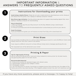 May include: A guide with important information and frequently asked questions about downloading and printing digital art. The guide includes instructions for downloading prints, information about print sizes, and tips for high-quality printing.