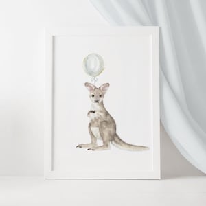 KANGAROO, Kangaroo Print, Kangaroo Nursery, Australian Nursery, Animals with Balloons Print, Digital Download, Nursery Wall Art