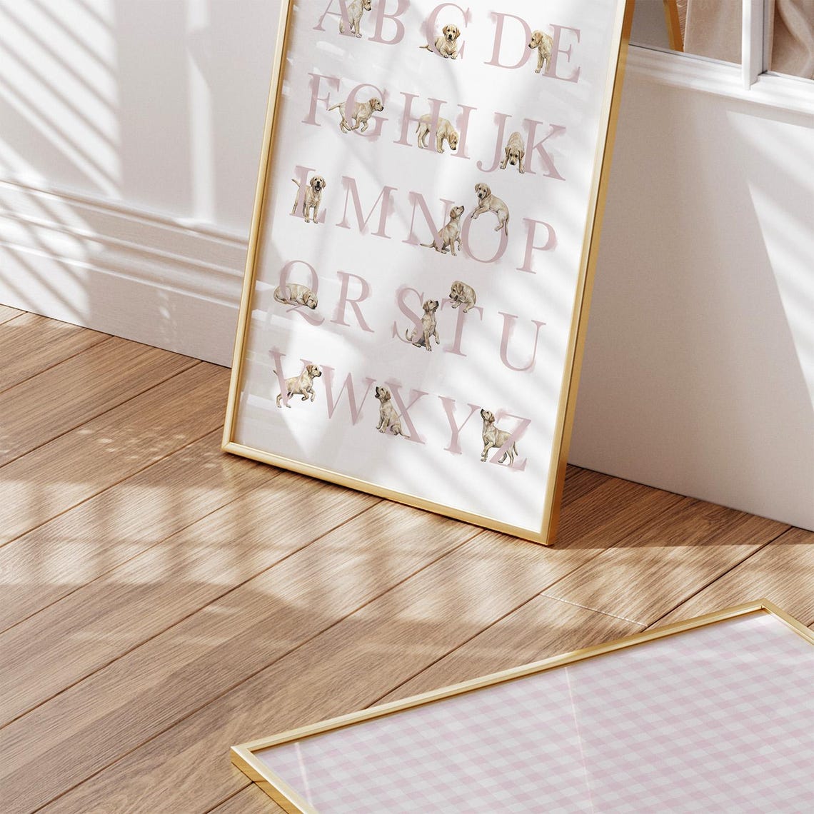 YELLOW LAB Alphabet Poster in Pastel Pink: Labrador Nursery Wall Art ...