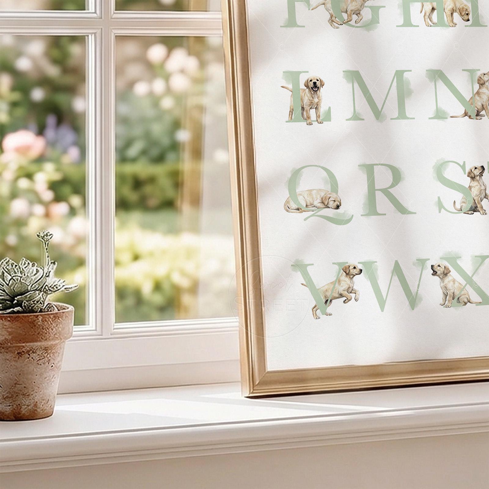 LABRADOR Alphabet Poster in Sage Green: Yellow Lab Nursery Wall Art ...