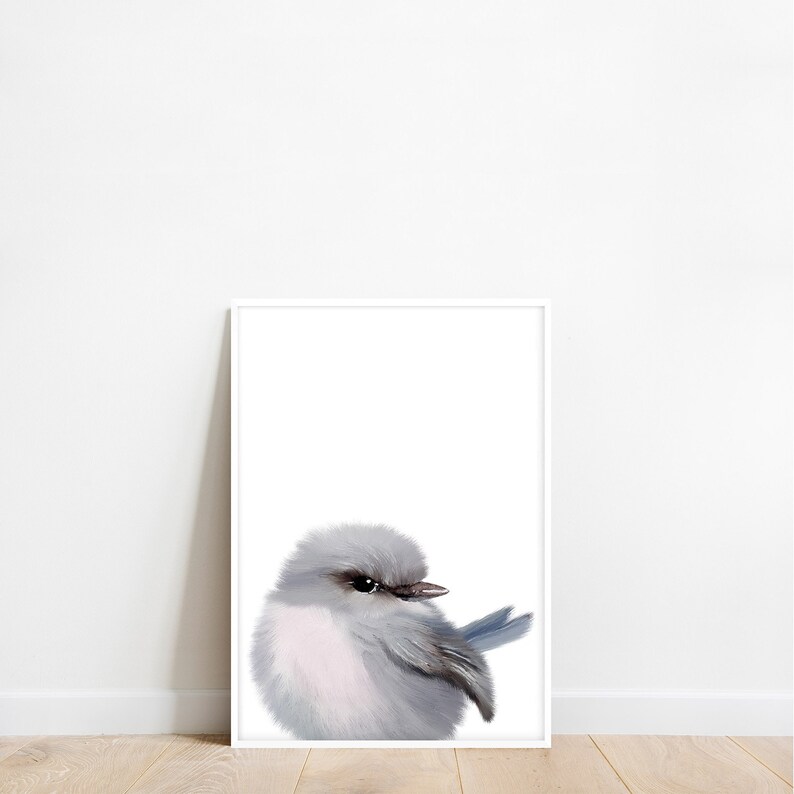 WREN PRINT, Printable Wall Art, Baby Blue Fairy Wren DIGITAL Download Australian Bird Nursery, Woodland Creatures, Large Bird Poster image 3