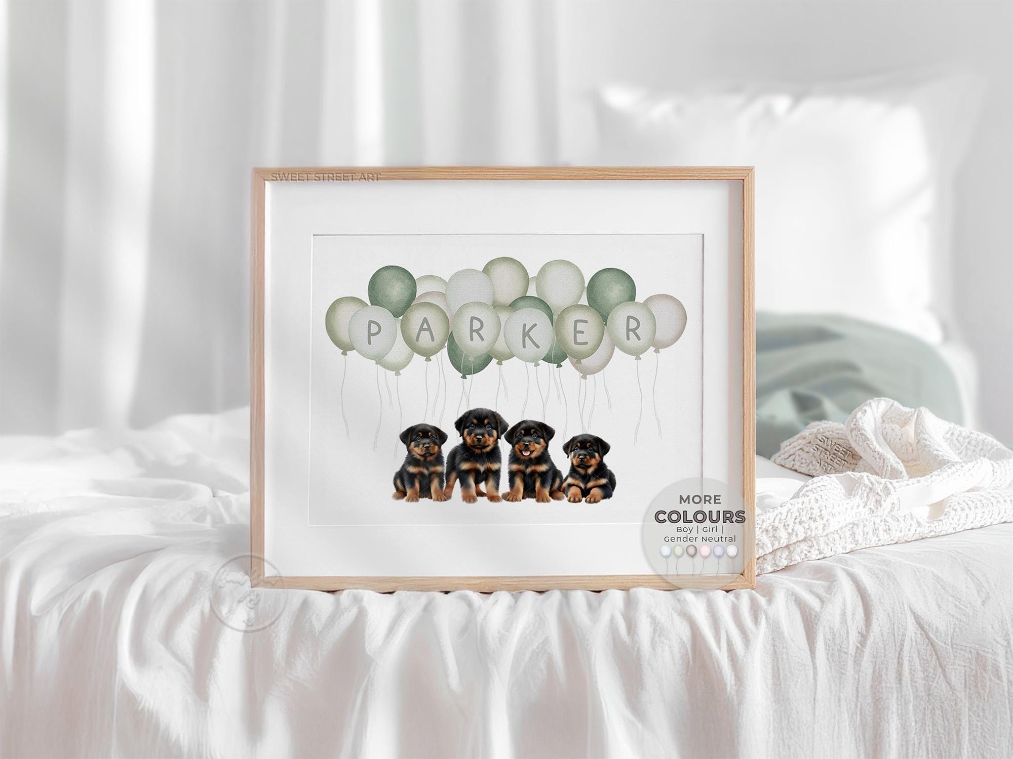Personalized Rottweiler Nursery Decor | Custom Nursery Name Sign | Personalized Puppy Dog Nursery Print | Printable Digital Download