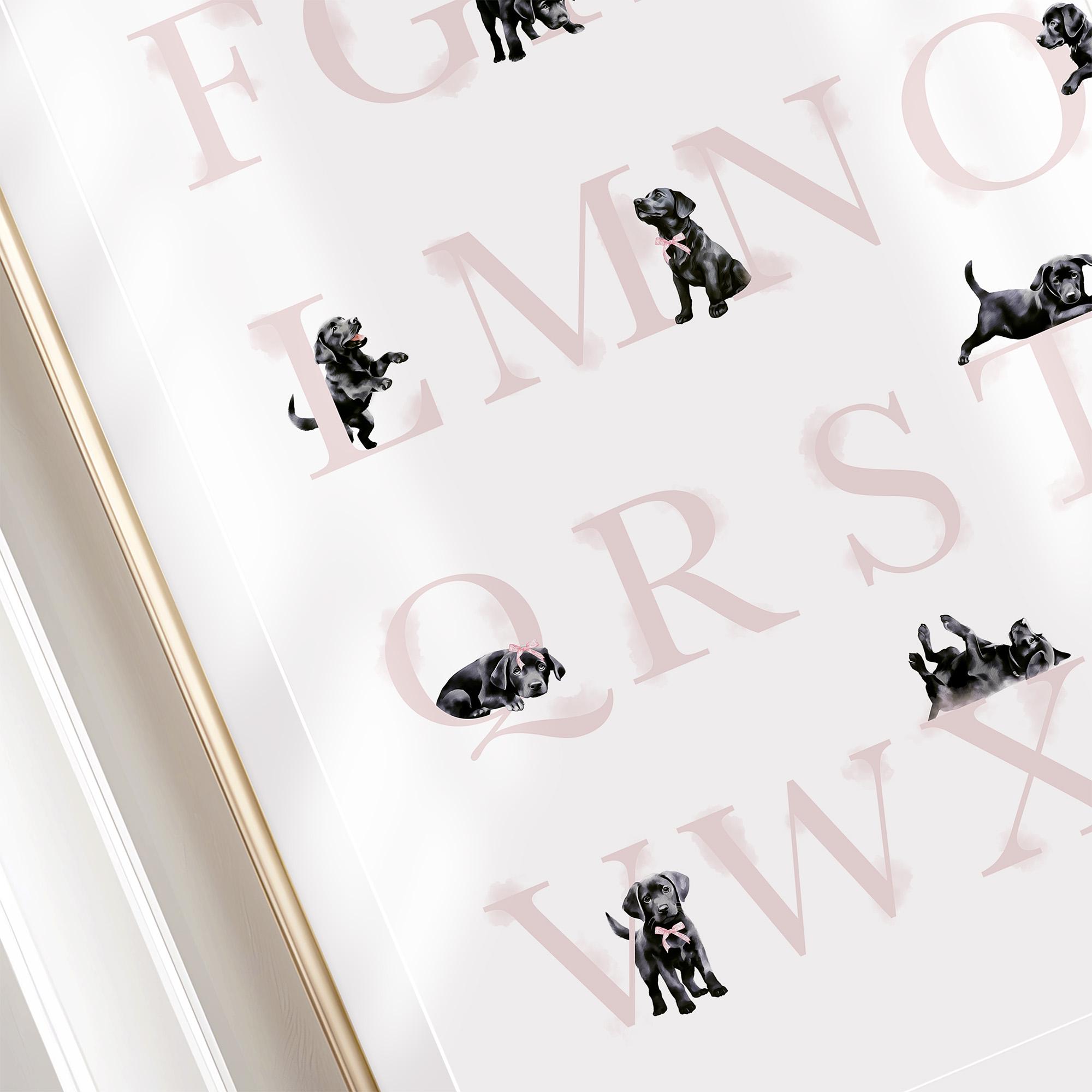 BLACK LABRADOR With Pink Bows Alphabet Poster | Puppy ABC Poster. Black ...