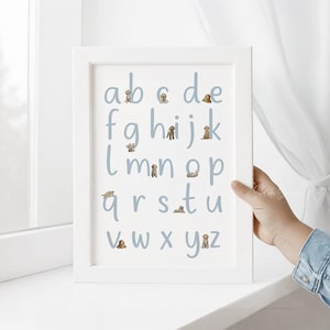 GOLDENDOODLE ABC-poster voor decoratie jongen puppy | Digitale afdrukken | Hondenkamerkunst en puppykamerdecoratie voor een babyjongenskamer GD