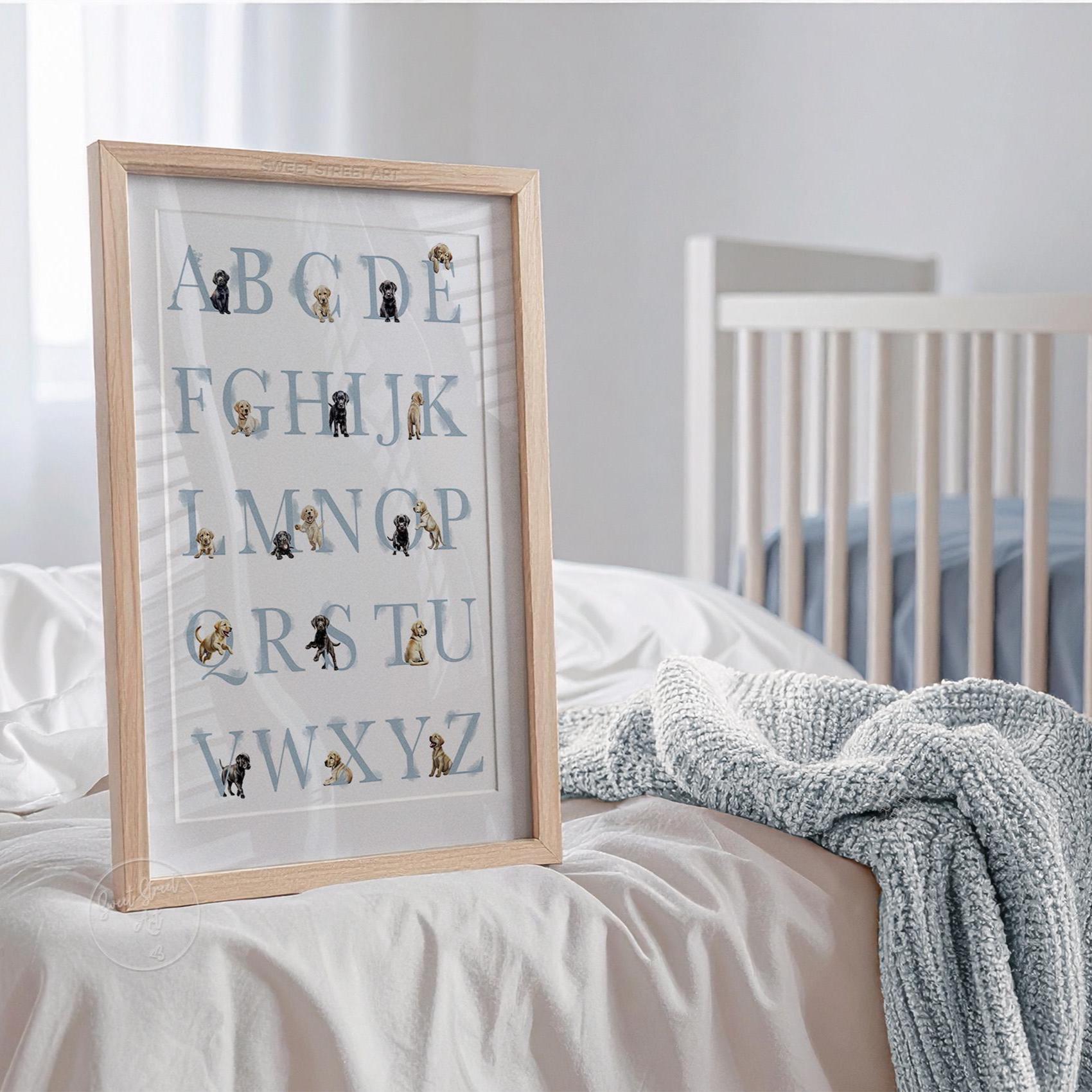 LABRADOR Alphabet Print. Black Lab and Yellow Lab Puppy ABC Poster ...