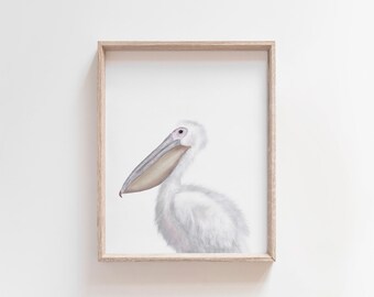 PELICAN PRINT, Pelican Wall Art, Beach Nursery, Ocean Nursery Wall Art, Ocean Animal Nursery Decor, Nautical Decor, Printable Art
