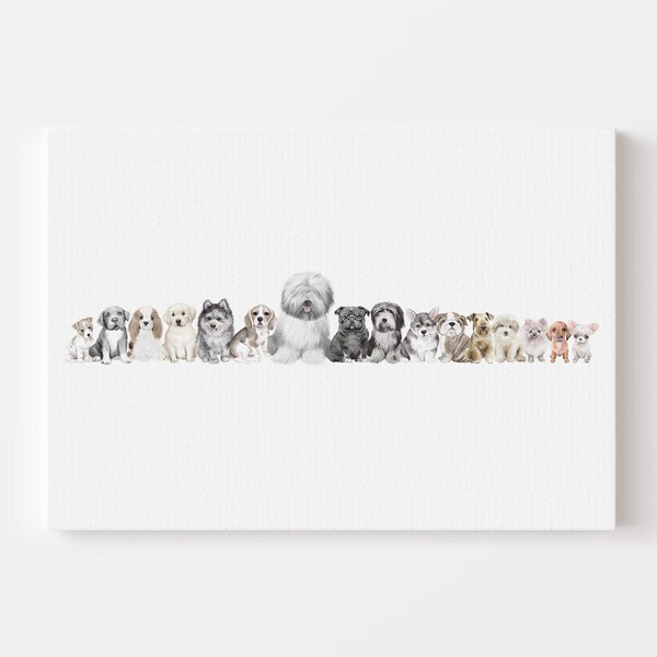 A group of puppies Nursery Print for a Puppy Themed Nursery, Puppy Art Print, Nursery Wall Art Puppy, Puppy Nursery Decor, Nursery Prints