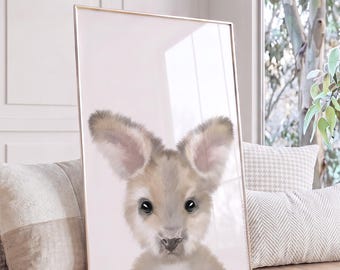 KANGAROO Print Australian Animal Wall Art | Printable Digital Download | Cute Joey for a Kangaroo Nursery or Australian Nursery