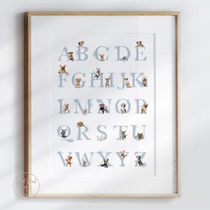 Puppy ALPHABET POSTER | Puppy Nursery Decor | Puppy Dog Wall Art for a Boy's Bedroom or Nursery | Dog ABC Poster | Alphabet nursery art P1